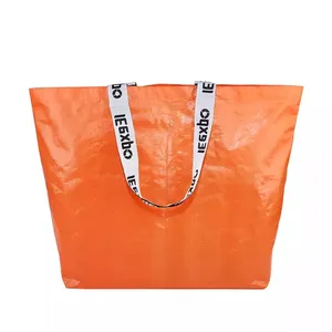 Nuovi arrivi materiali PE personalizzati grande shopping laminazione manico per borsa in tessuto PE con logo