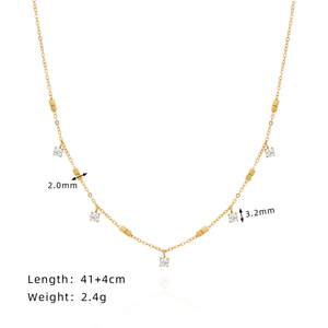 Collier pendentif en acier inoxydable plaqué or 18 carats avec zircone cubique, chaîne à maillons géométriques pour femme, bijoux cadeau - Product Image 1