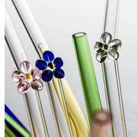 Vente en gros de pailles en verre à bière à haute teneur en borosilicate claires ou à sublimation de couleur pailles en verre transparent pour boissons froides/chaudes