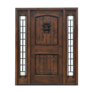 Speakeasy and <strong>Decorative</strong> <strong>Clavos</strong> and Grill Wrought Iron Exterior Door with Sidelight - Product Image 1