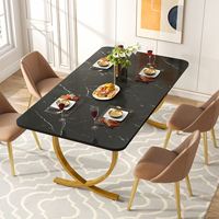 Table à manger rectangulaire Tribesigns pour 4 personnes, 63 pouces, table de cuisine moderne avec plateau en faux marbre et pieds en métal