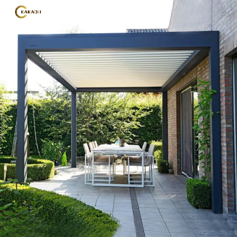 KAKADU Eco-Friendly impermeável toldo retrátil pérgola MDF elétrico arcos pérgulas & ponte com 6x4m telhado