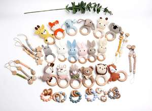 Custom Carved <b>Name</b> Crochet Wooden Rattle Set for Newborns Cross-Border Explosions Baby Gift Box Nipple <b>Chain</b> Blanket Back School - Product Image 4