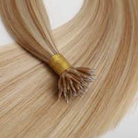 Extensions capillaires Nano Tip Premium en cheveux humains vierges russes Remy, double épaisseur, extensions à anneaux Nano, mèches blondes