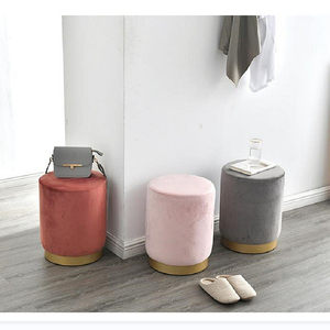 Tabouret <span class=keywords><strong>à</strong></span> chaussures rond en tissu de luxe nordique pour chambre <span class=keywords><strong>à</strong></span> coucher et coiffeuse, design moderne, petite taille - Product Image 2