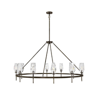 Lustre en cristal noir de luxe de haute qualité fabriqué aux États-Unis par des fabricants modernes, 12 têtes en forme d'anneau, en métal