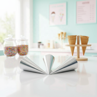 Gobelets à crème glacée jetables personnalisés de qualité alimentaire, manchons en papier pour cônes, supports d'emballage