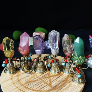 Llavero de Cristal Natural en Forma de Campana, Amatista/Cuarzo Rosa/<span class=keywords><strong>Aventurina</strong></span> <span class=keywords><strong>Verde</strong></span>, para Uso Espiritual y Regalo, Venta al Por Mayor - Product Image 4