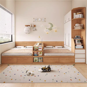 Juego de Muebles Comerciales Modernos a Precio Competitivo, Cama Doble de Madera con Armario de Almacenamiento para Apartamentos Pequeños y Alquileres de Airbnb - Product Image 1