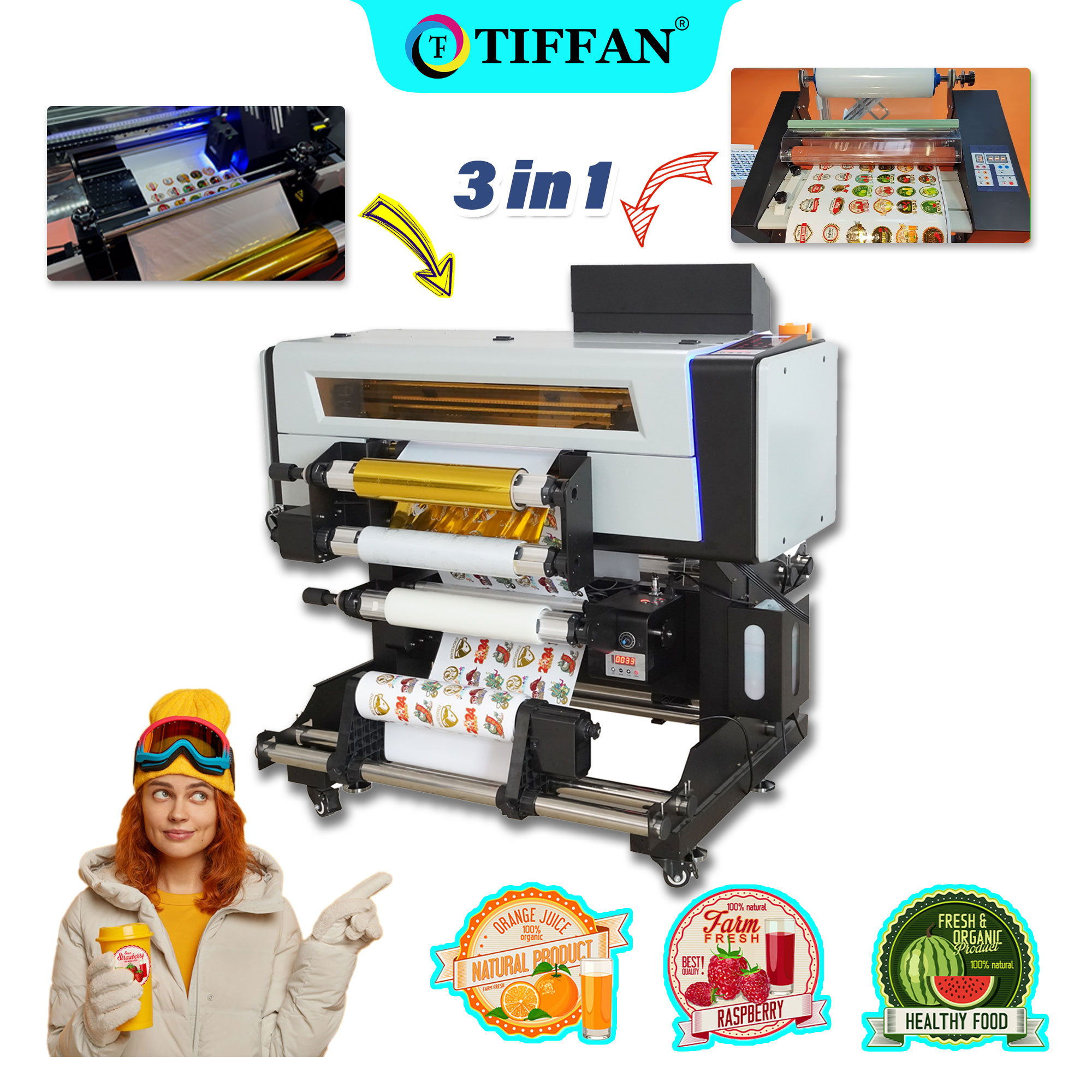 TIFFAN Large Format A2 A3 UV DTF Printer - High Productivity