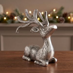 Jaffs Exports Silver Aluminum Reindeer Sculpture Modern Christmas Decor Tabletop Vase & Movable for Living Room - Product Image 4