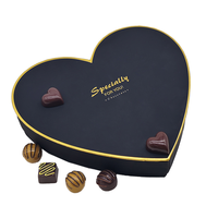 Emballage cadeau de luxe Emballage en carton personnalisé pour la Saint-Valentin Boîtes noires en forme de coeur pour cadeau chocolat amour