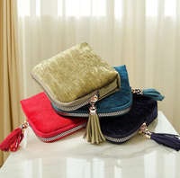 Nouveau sac à bijoux en velours personnalisé exquis avec fermeture éclair à pompon, sac à bijoux pour bague, pendentif, bracelet, pochette de voyage, sacs de rangement portables