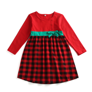 Wholesale autumn Casual Blank plaid Long Sleeve O-Neck Cotton high-quality christmas Embroidery <strong>tartan</strong> <strong>Baby</strong> Girl <strong>Dresses</strong> - Product Image 3