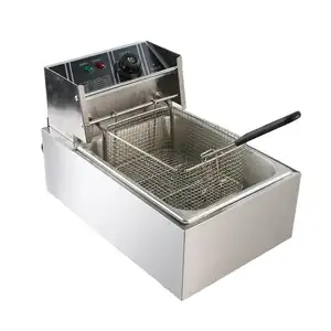 Freidoras eléctricas de acero inoxidable, máquina comercial de patatas fritas, pollo, fritadeira, papas, freidoras, freidora, 6L