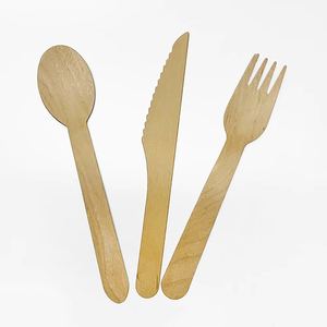 Ensemble de <span class=keywords><strong>couverts</strong></span> jetables en <span class=keywords><strong>bois</strong></span> personnalisés, écologiques et modernes, 140 mm et 160 mm, kit fantaisie pour les fêtes d'enfants - Product Image 5