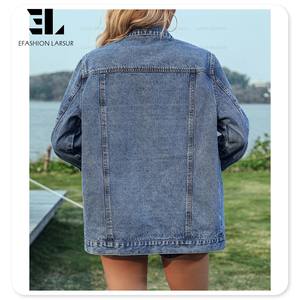 लार्सूर कस्टम फैक्ट्री महिलाओं ने रिवेट मेटल मुद्रित लंबी आस्तीन डेनिम जैकेट जींस जैकेट जैकेट जैकेट कोट महिलाओं को - Product Image 4
