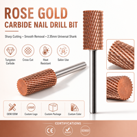 Yaqin – Nouvelle fraise à ongles en carbure de tungstène 3/32'' couleur or rose, à tête et corps larges, personnalisable avec logo, compatible avec la plupart des perceuses à ongles électriques