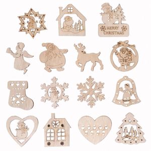 Ornements de Noël en bois découpés au laser, bonhomme de neige et cerf, pour décorations suspendues créatives, dropshipping - Product Image 1