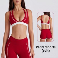 Ensemble de vêtements de sport rayés de haute qualité pour femmes, 2 pièces, leggings de sport, vêtements de sport, shorts de sport, tenue d'entraînement