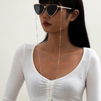 Chaîne de lunettes en métal style européen-américain, motif géométrique, perles creuses, antidérapante, perles qui conservent leur couleur, cordon de lunettes