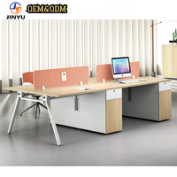 Bureau modulaire convertible moderne pour 4 personnes Table de bureau à concept ouvert avec pieds en métal pour espaces de travail