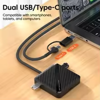 Boîtier de stockage et adaptateur lecteur USB 3.0 5-en-1 avec câble USB/Type-C, prend en charge la lecture simultanée de 5 ports pour gestionnaire de stockage de cartes SD/TF