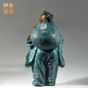 Copper Art Workshop Maitreya Buddha Brass Ornament Colored Copper Metal <b>Craft</b> Feng Shui Living Room Decoration - Product Image 4