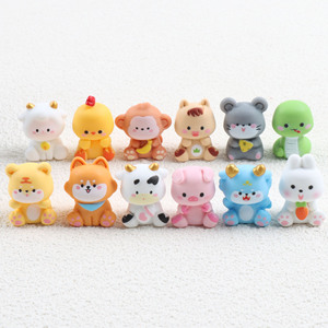 Grosir Figur <span class=keywords><strong>Resin</strong></span> 3D Lukis Tangan Mini Kartun 12 Zodiak Hewan Kawaii Miniatur Akuarium Hiasan Kue Halloween - Product Image 3