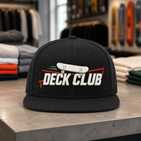Casquette Snapback à faible MOQ avec broderie graphique Urban Deck, échantillonnage rapide pour les vendeurs de mode jeunesse avec marque privée