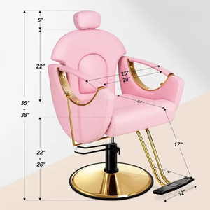Fauteuils de <span class=keywords><strong>coiffure</strong></span> modernes pour salon de beauté, fauteuils inclinables roses pour femmes, fauteuils de styliste capillaire - Product Image 6