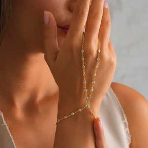 Sparking Clear Cz Station Link Chain Boda Regalo nupcial Elegante Calidad superior Moda Gorgeous Finger Slave Pulsera Joyería de mano - Product Image 3