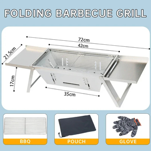 Thép không gỉ gấp thịt nướng di động dễ dàng lưu trữ than nướng cho cắm trại nấu ăn ngoài trời - Product Image 5