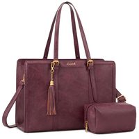 LOVEVOOK 2025 Sacs à main pour ordinateur portable en cuir PU vintage de créateur pour femmes de bureau Grande capacité Sac pour ordinateur portable pour le travail Voyage