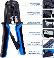 Herramienta de crimpado de cables LAN RJ45 de alta precisión, fuerza de crimpado uniforme, compatible con conectores de red y teléfono estándar 8P8C 6P6P