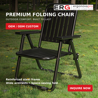 Chaise de jardin pliante en métal moderne et durable avec accoudoirs pour patio, pelouse, camping et utilisation en extérieur