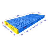 Palette en plastique à plateau ouvert à 6 roulettes pour entrepôt logistique, 2300*1000*150mm, pour stockage alimentaire industriel