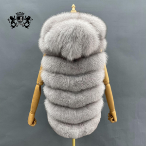 <span class=keywords><strong>Gilet</strong></span> <span class=keywords><strong>sans</strong></span> manches en <span class=keywords><strong>fourrure</strong></span> de renard véritable pour femmes, vêtements pour dames, à <span class=keywords><strong>capuche</strong></span>, doux, à la mode, Six parties, printemps - Product Image 3