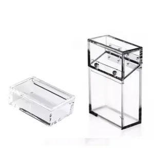 2024 vente en gros acrylique transparent boîte à cigarettes étanche à l'humidité aimant personnalisé acrylique briquet petite boîte allume-cigare