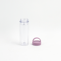 Bouteille d'eau cylindrique en plastique AS de 500 ml personnalisée JWAY en gros, écologique, avec couvercle à vis en PP et poignée, pour boissons