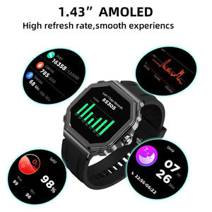 <span class=keywords><strong>Reloj</strong></span> <span class=keywords><strong>Inteligente</strong></span> Resistente T63 con Pantalla AMOLED de 1.43 Pulgadas para Llamadas, Monitoreo de Salud, Modos Multideportivos, Resistente al Agua IP68, Silicona Magnética, iOS y Android - Product Image 3