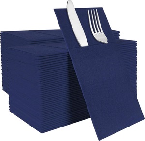Biểu Tượng Tùy Chỉnh 40*40 Cm 1-Ply Không Khí Đặt Khăn Ăn Dày Vải Placemat Bụi Miễn Phí Khăn Giấy Dao Nĩa Túi Đầy Màu Sắc Bữa Ăn Tối Khăn Ăn - Product Image 6