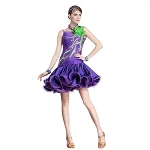 L-14518 새로운 라틴 댄스 의상 컬 스커트, 사교 댄스 드레스, 경쟁 정장은 전문적으로 사용자 정의됩니다.
