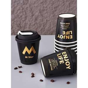 Vasos de Papel Desechables de Doble Pared para Bebidas Calientes de 12oz/10oz, con Tapa y Logotipo Personalizado, Hechos en China, Venta al Por Mayor para Cafeterías - Product Image 2