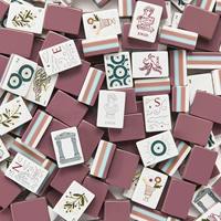 Mahjong américain rouge violacé Grèce, 160 tuiles, 4 couches, acrylique laminé, motif artistique gravé sur mesure, tuiles de jeu de Mahjong