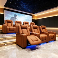 Fauteuils de cinéma modernes de luxe en cuir véritable avec fonction de relaxation électrique, porte-gobelets rafraîchissant, éclairage LED et port USB