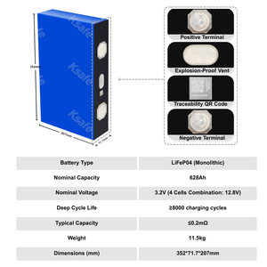 เซลล์แบตเตอรี่ลิเธียมไอออนแบบปริซึม 680Ah ความจุขนาดใหญ่ 3.2V สามารถเปรียบเทียบกับรุ่น 628AH 340AH 330ah 314ah 300ah - Product Image 2