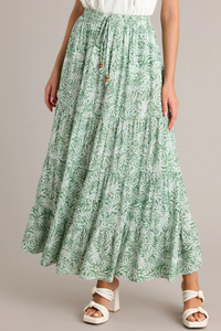 Light Green Vintage Floral Adjustable Natural Waist Summer Trendy Maxi <b>Skirt</b> casual <b>skirts</b> - Product Image 2