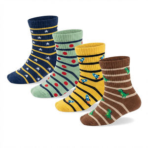 Bilu Vente en gros de chaussettes en coton pour enfants, chaussettes décontractées douces et respirantes à motifs d'animaux mignons et rayés pour les tout-petits, les garçons et les filles - Product Image 1