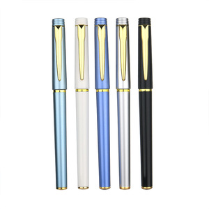 Customizable Logo Metal Ballpoint <b>Pen</b> Black Blue With <b>Gold</b> Trim For Office Promotion - Product Image 4
